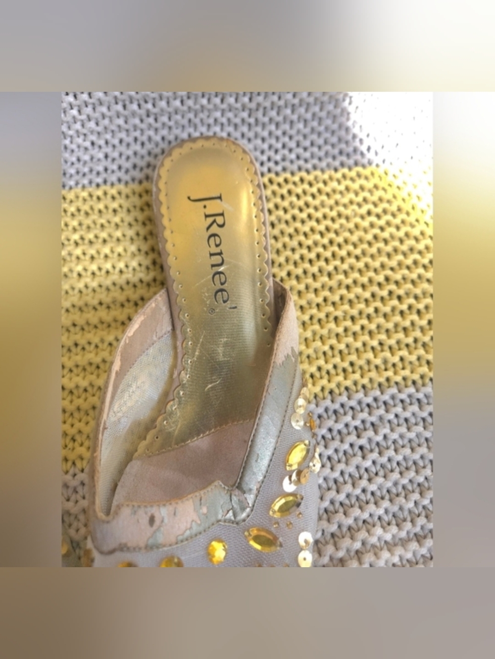 J. Renee Gold Sequin Slide Sandals - Picture 4 of 5